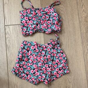 Old Navy Floral Kids Skort Set - Pink and Green